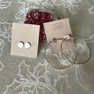 14th & Union Silver Tone Pierced Earrings Pair On Original Cards